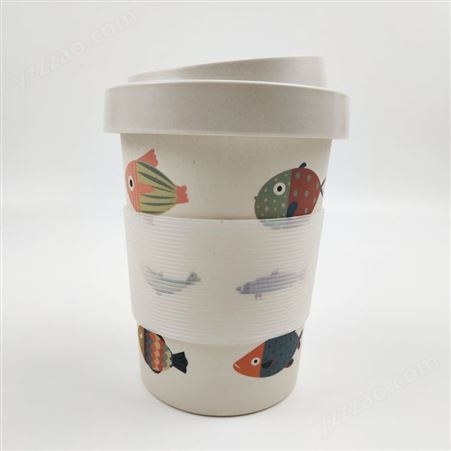 竹纤维保温咖啡水杯可降解 密封防漏 隔热套 可定制颜色与图案