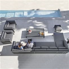 现代简约轻奢沙发组合 防晒防水金属户外家具 沙发椅加工定制