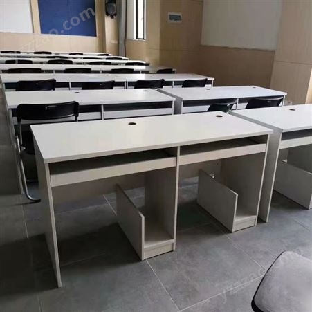 校微机室桌椅 双人电脑桌 录播教室六角六边钢木桌