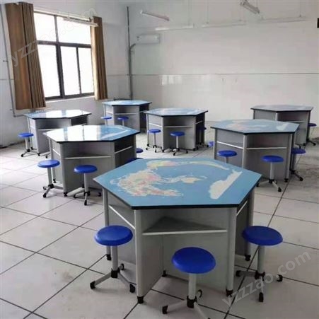地理室六边形桌子 学生实验室桌 彩色六角桌拼接