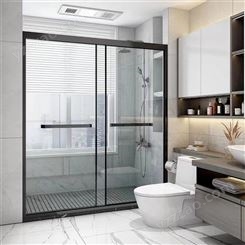 淋浴房玻璃 浴室玻璃门隔断 平钢弯钢磨砂夹胶可定制