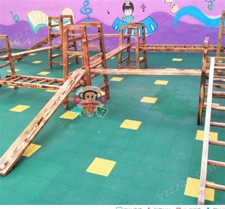 幼儿园感统训练器材组合碳化木质攀登架 儿童平衡体能户外玩具