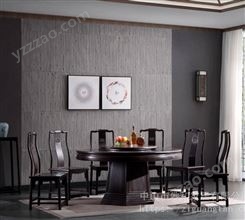 妙和红木紫光檀家具东非黑黄檀圆台工厂定制明式简约158餐台含椅子尺寸可选择