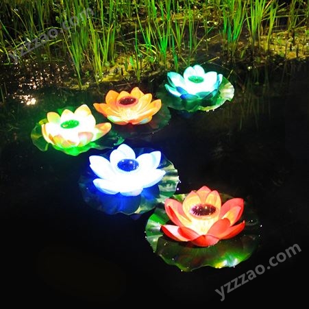 池塘景观灯户外太阳能荷花灯防水花园许愿池荷叶灯七彩莲花装饰灯
