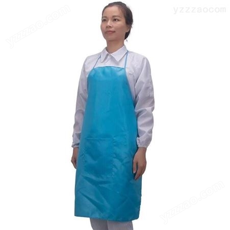 无尘车间用工作围裙白色蓝色耐脏防尘围裙防静电围裙