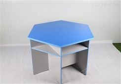 六边形学生电脑桌可定制学校多人课桌椅多边形实验学生六角桌JY-WQ-138